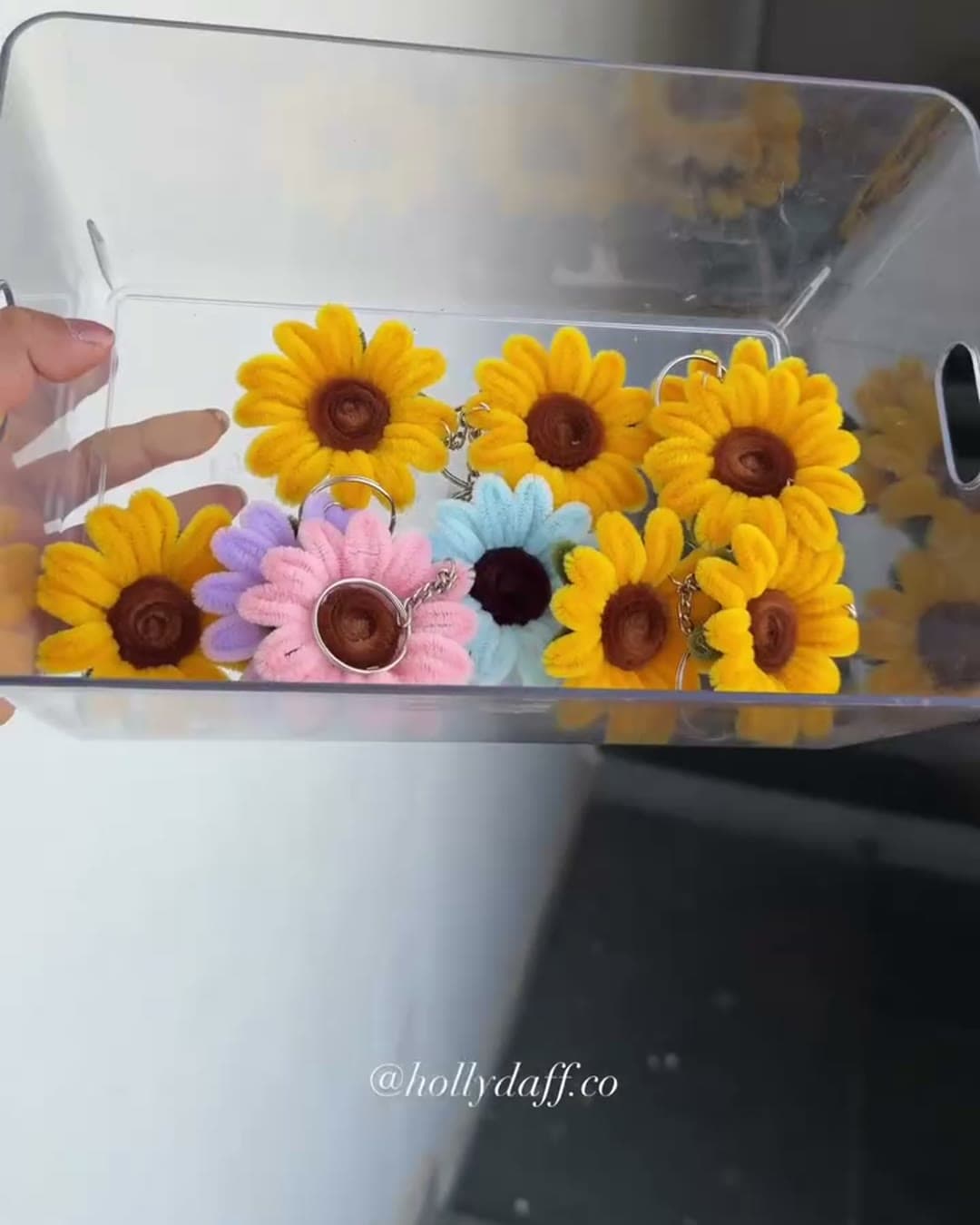 Box of handmade sunflower heads
