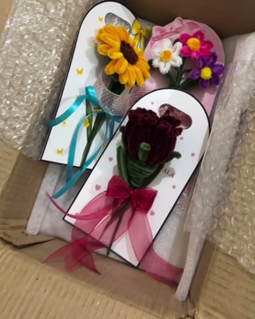 Bouquets packed in gift boxes
