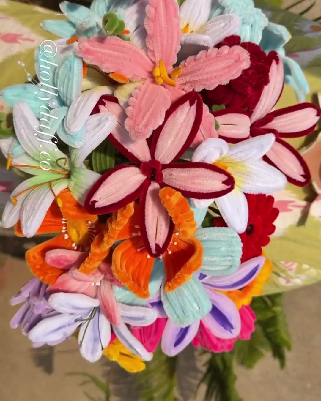 Large handmade mixed bouquet of lilies, sunflowers and roses